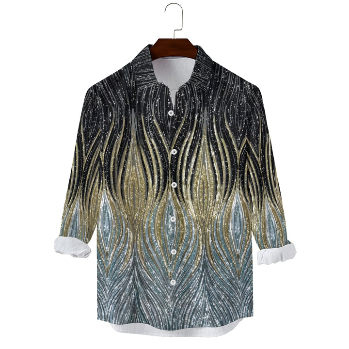 Men's Optical Illusion Silver Gold Outdoor Street Long Sleeve Shirt