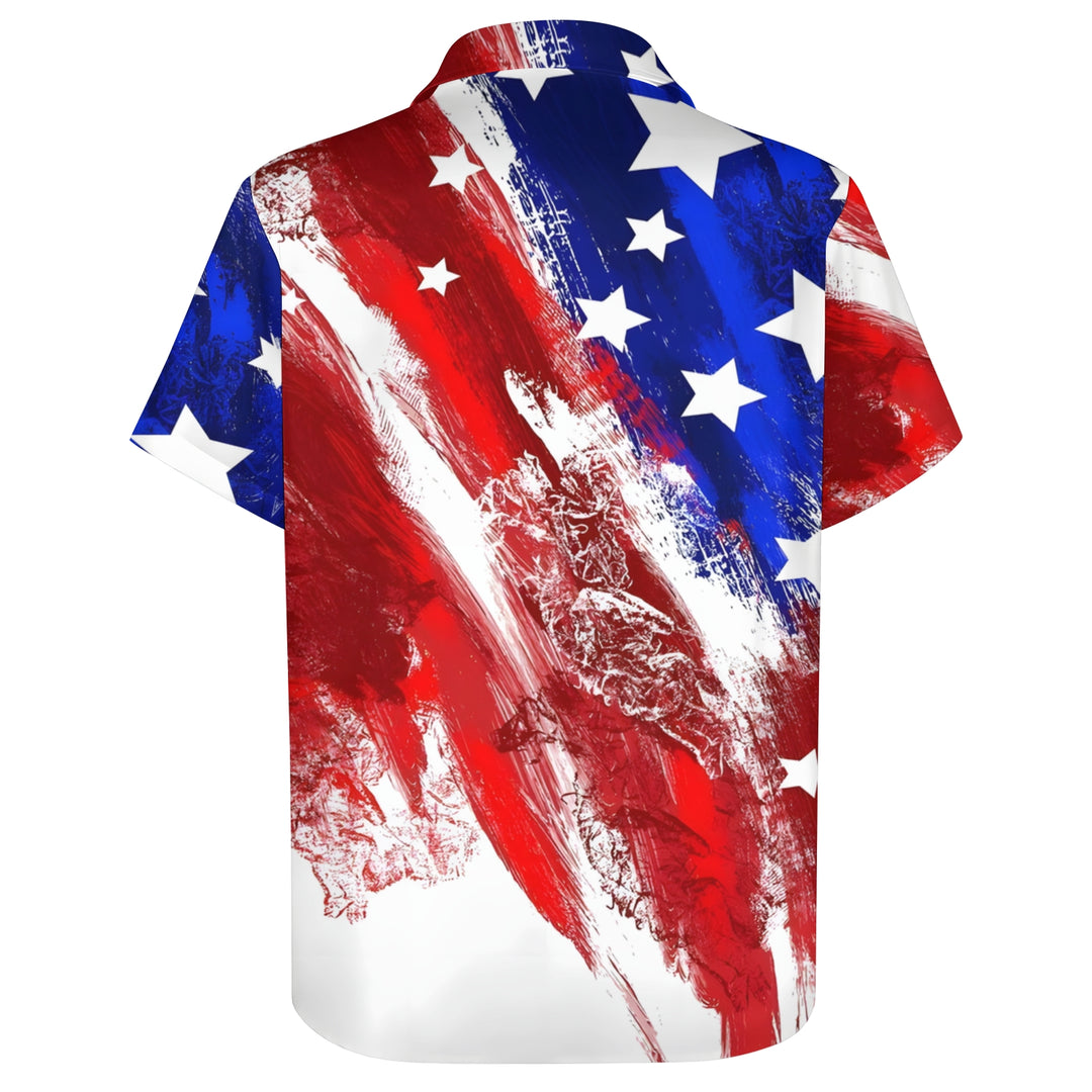 Men's Flag Patriotism Short Sleeve Shirt 2404001064