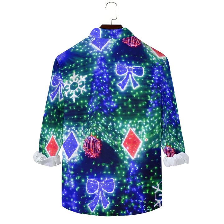 Shiny String Lights Print Long Sleeve Shirt 2410006407