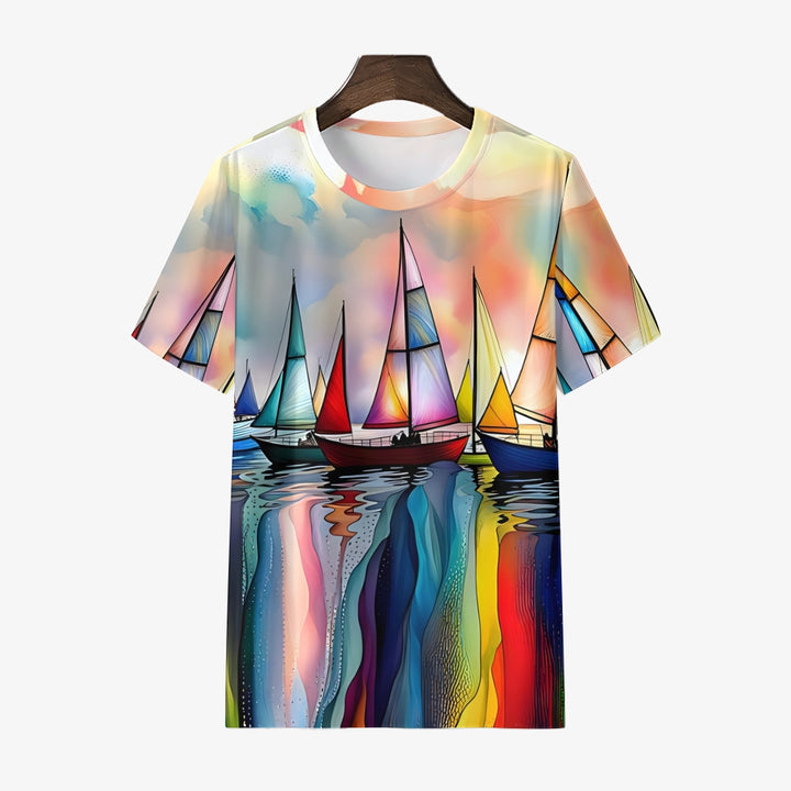 Sailboat Men's Casual Printed Short Sleeve T-Shirt