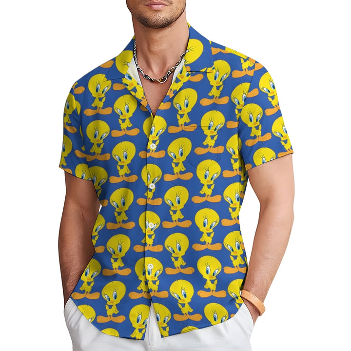 Cartoon Character Bird Print Short Sleeve Shirt 2412001933