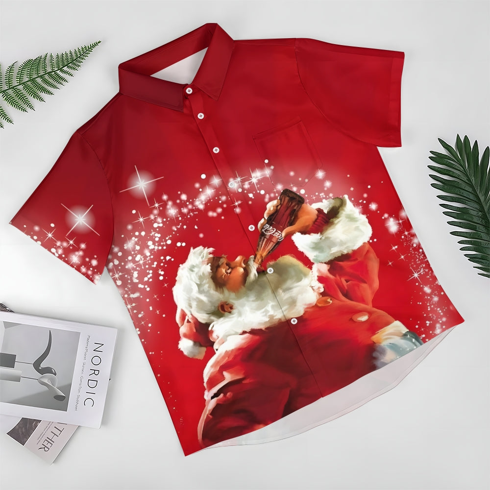 Christmas Santa Coke Casual Short Sleeve Shirt 2408008196