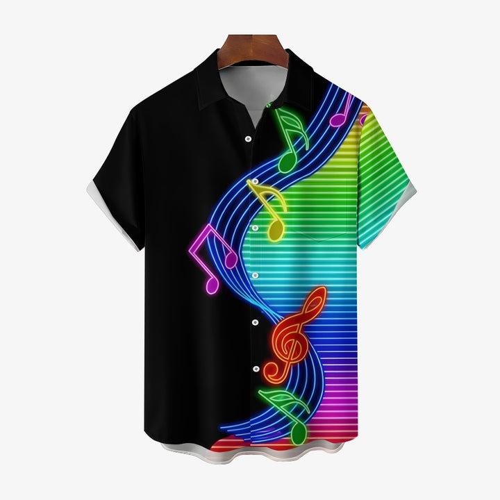 Men's Music Colorful Print Casual Short Sleeve Shirt 2404000645