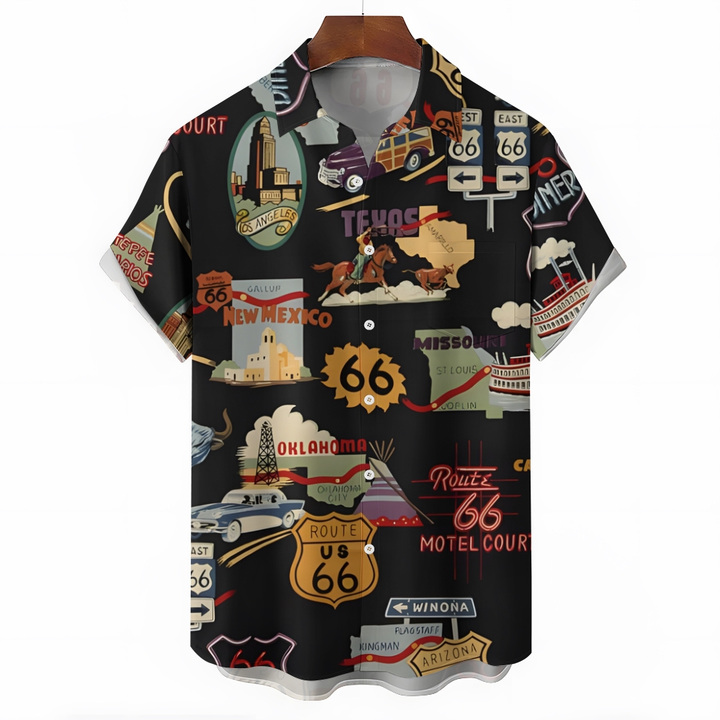 Men's Route 66 Casual Short Sleeve Shirt 2401000255