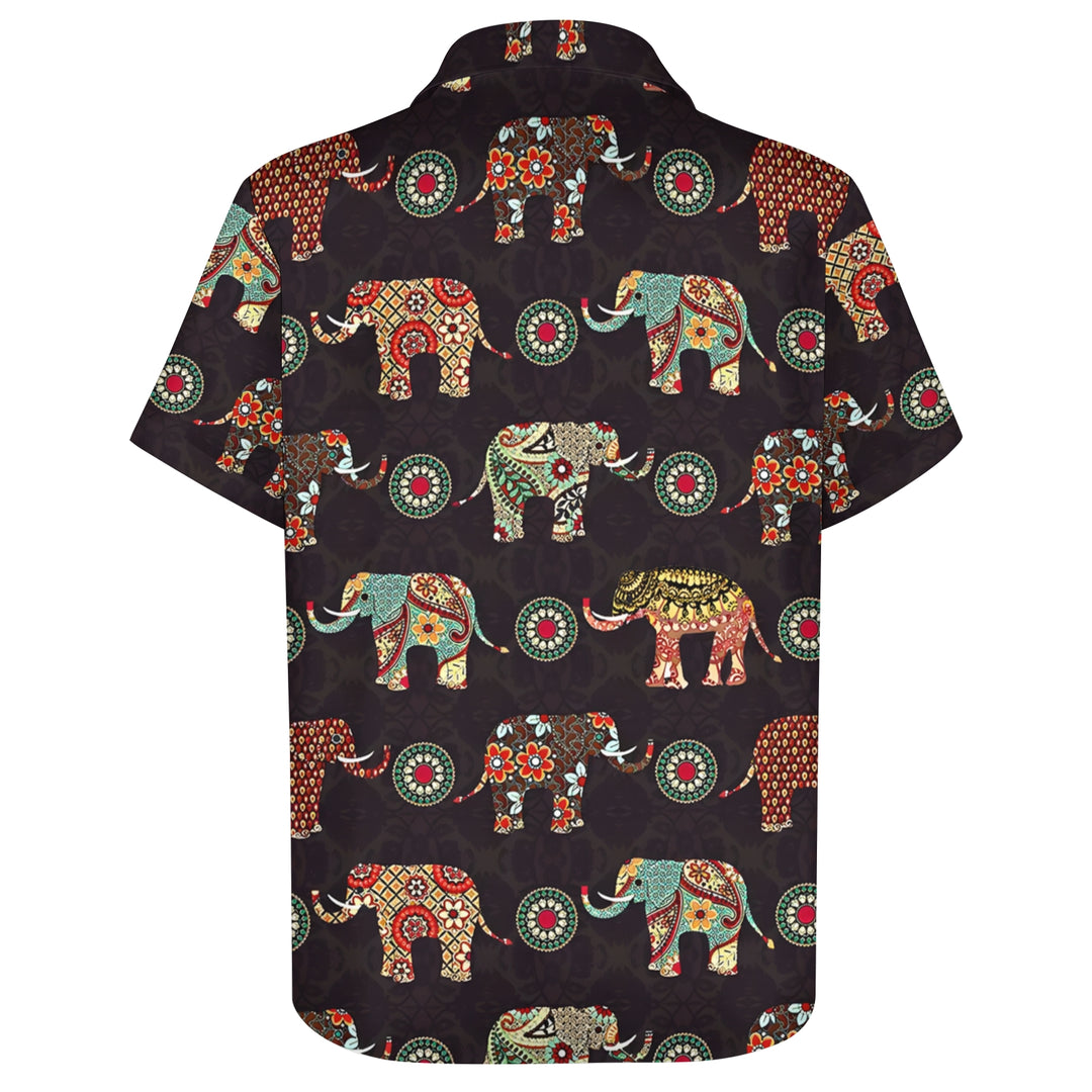 Men's Elephant Art Print Casual Short Sleeve Shirt 2404000290