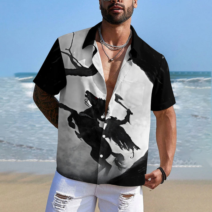 Men's Halloween Headless Horseman Short Sleeve Shirt 2408008312