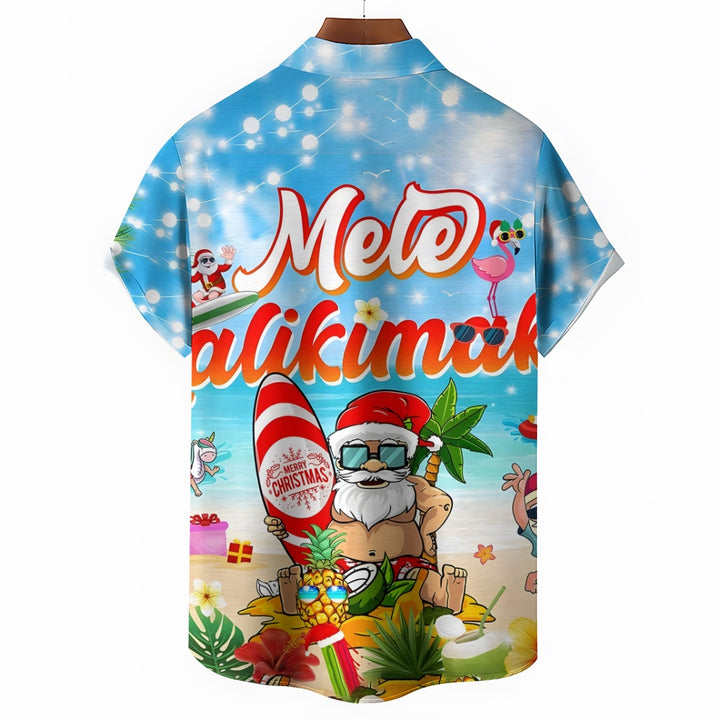 Merry Christmas Santa Claus Casual Short Sleeve Shirt 2411003313