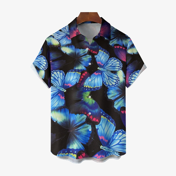 Butterfly Print Casual Short Sleeve Shirt 2408004460