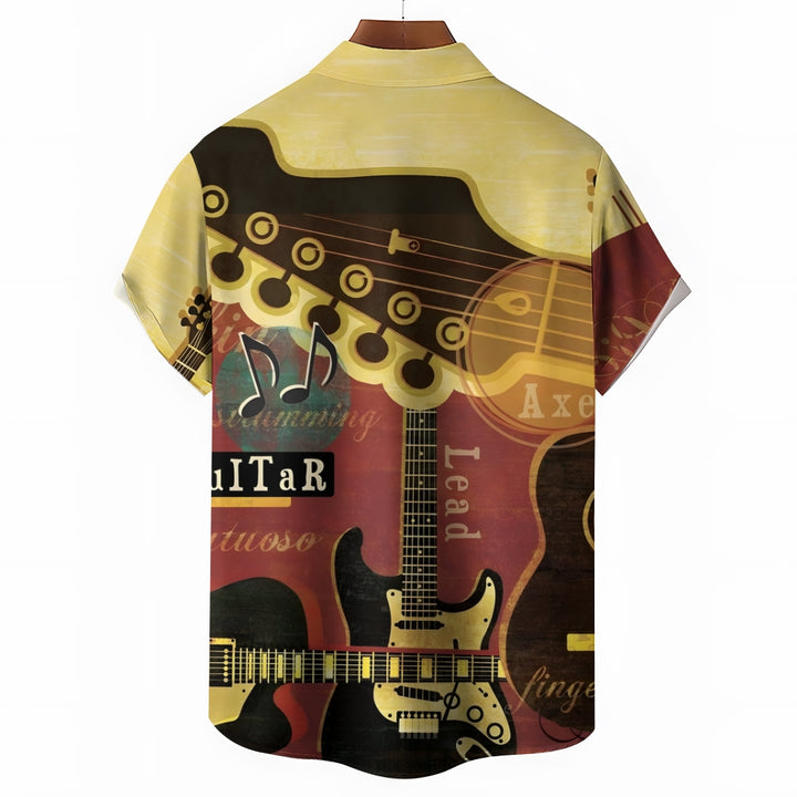 Musical Instrument Guitar Art Print Casual Short Sleeve Shirt 2408004515