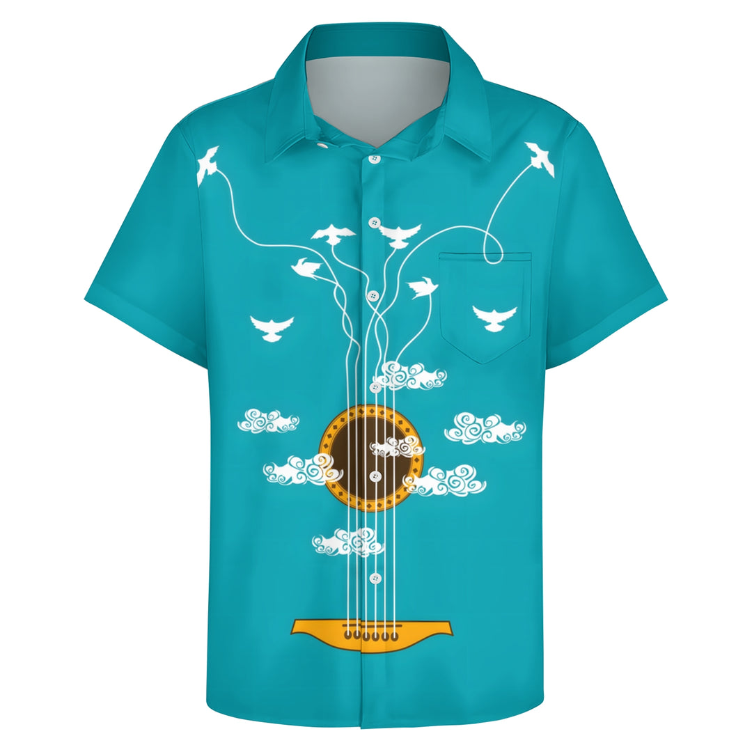 Guitar Creative Fun Print Casual Short Sleeve Shirt 2404000699