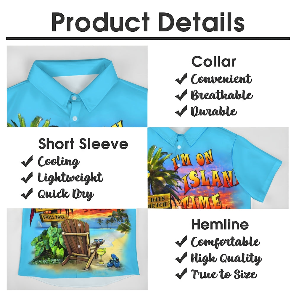 Men's Hawaiian Cartoon Parrot Print Short Sleeve Shirt 2412006792