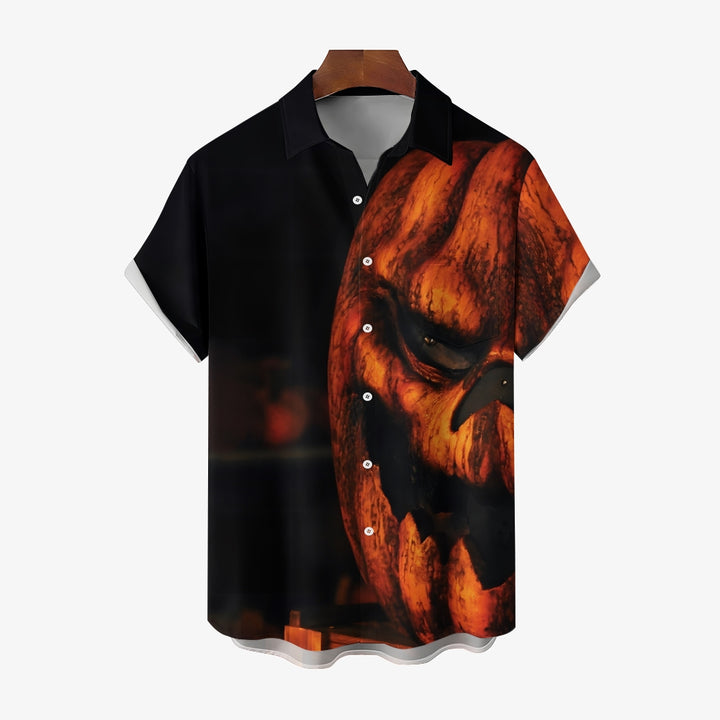 Halloween Ghost Pumpkin Casual Short Sleeve Shirt 2408007011