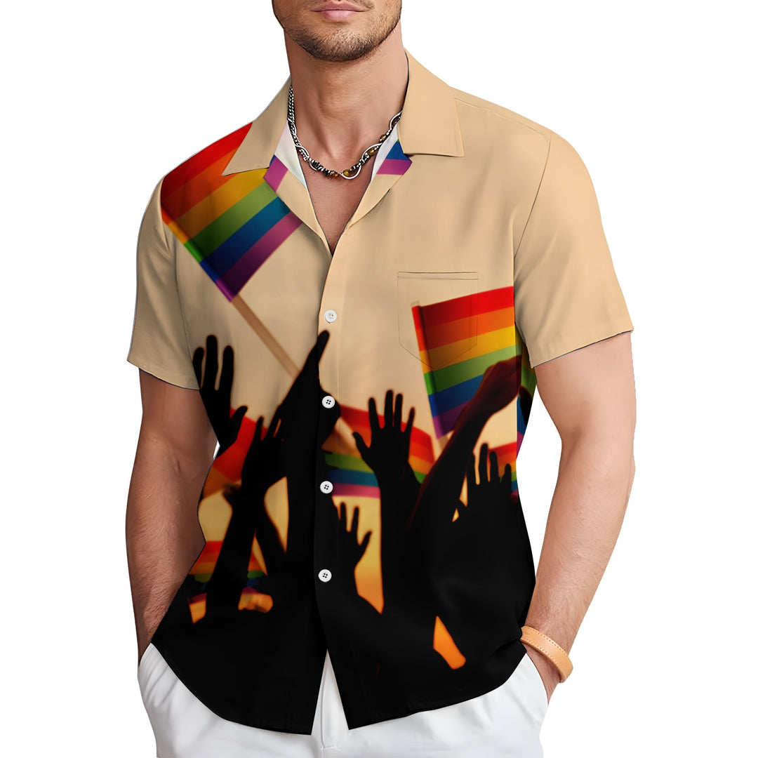 Rainbow Flag Pride Month Casual Short Sleeve Shirt 2404001805