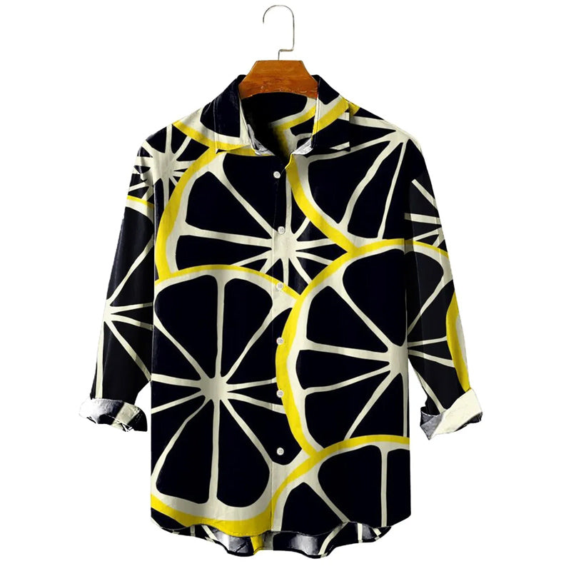 Men's Lemon Print Long Sleeve Shirt