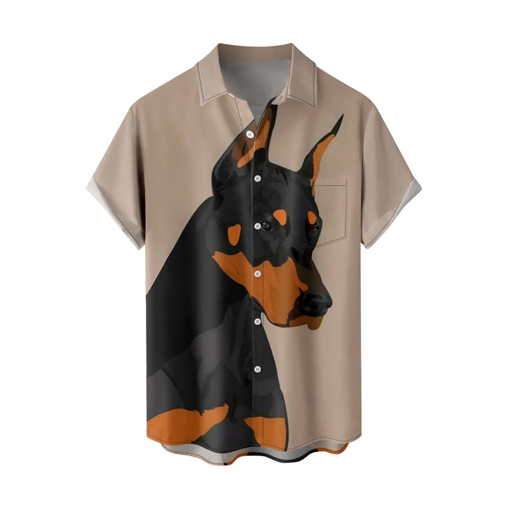 Men's Oversized Animal Print Lapel Shirt