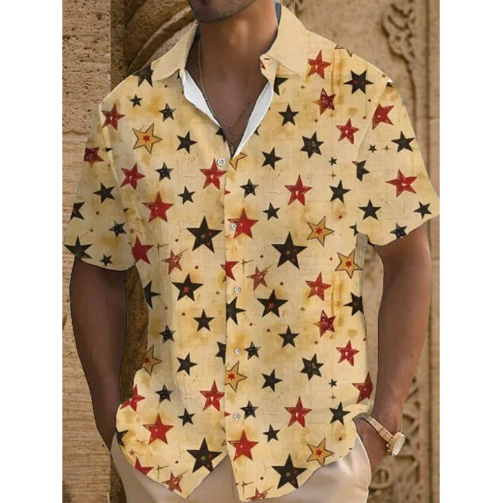 Men's Retro Star Print Casual Shirt