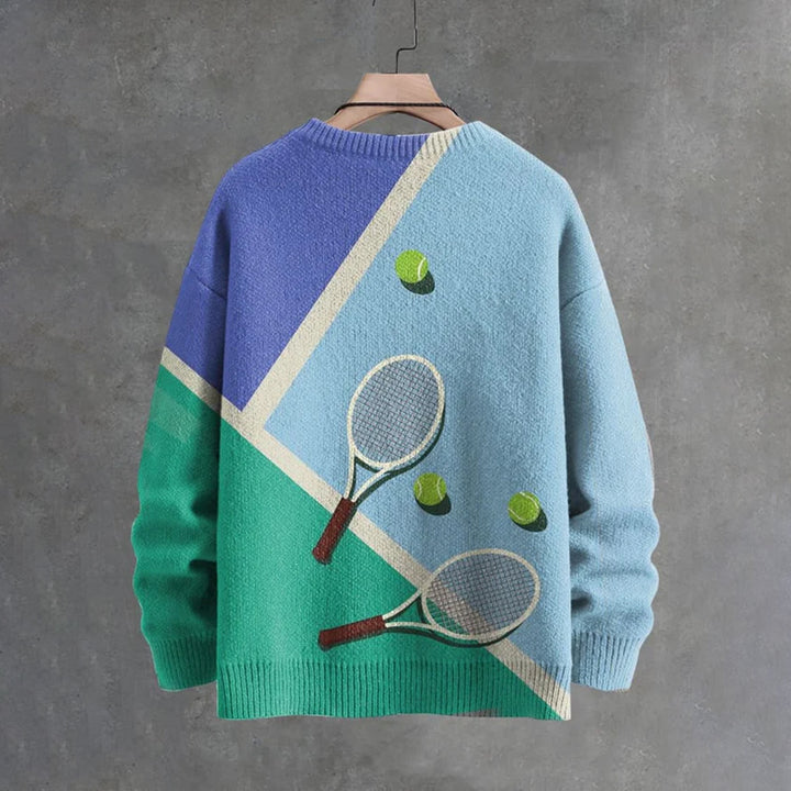 Sport Tennis Court Art Print Knit Pullover Sweater