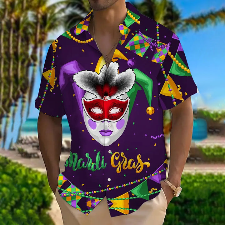 Men's Mardi Gras Graphic Print Party And Vacation Shirt