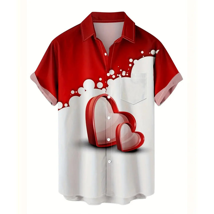 Contrast Valentine's Day Love Print Short-sleeved Shirt