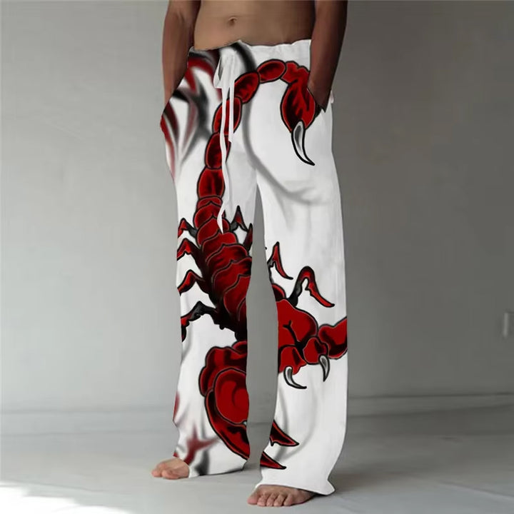 Men's Fashion 3D Printed Linen Wide Leg Pants