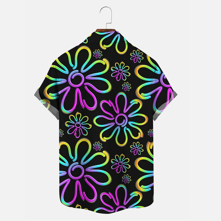 Men's 3D Line Flower Hawaii Shirt