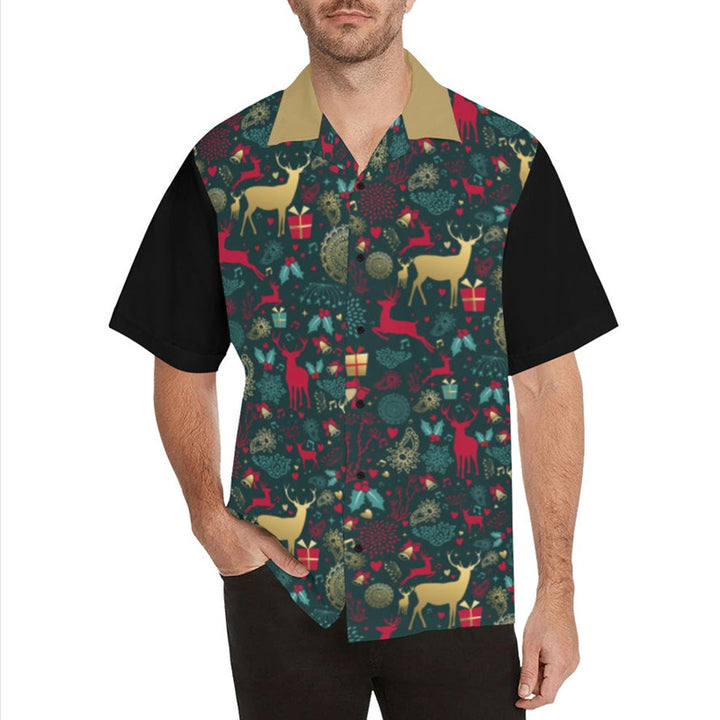 Christmas Reindeer Men's Button Up Shirt