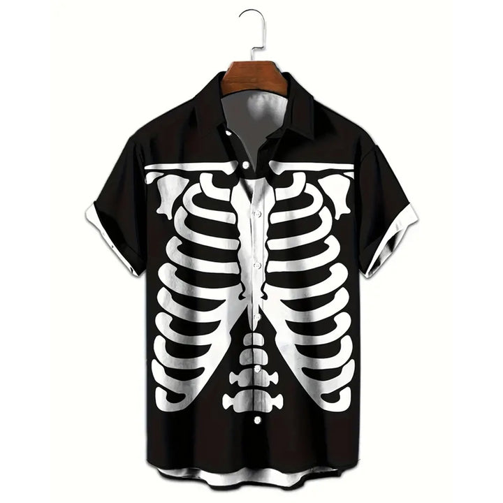 Men's Skeleton 3D Print Casual Short Sleeve Shirt