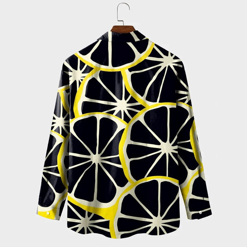 Men's Lemon Print Long Sleeve Shirt