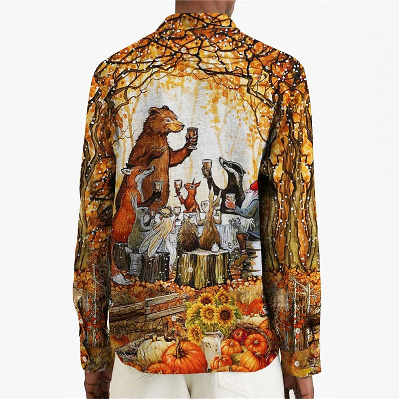 Men's Thanksgiving Day Animal Long Sleeve Shirt