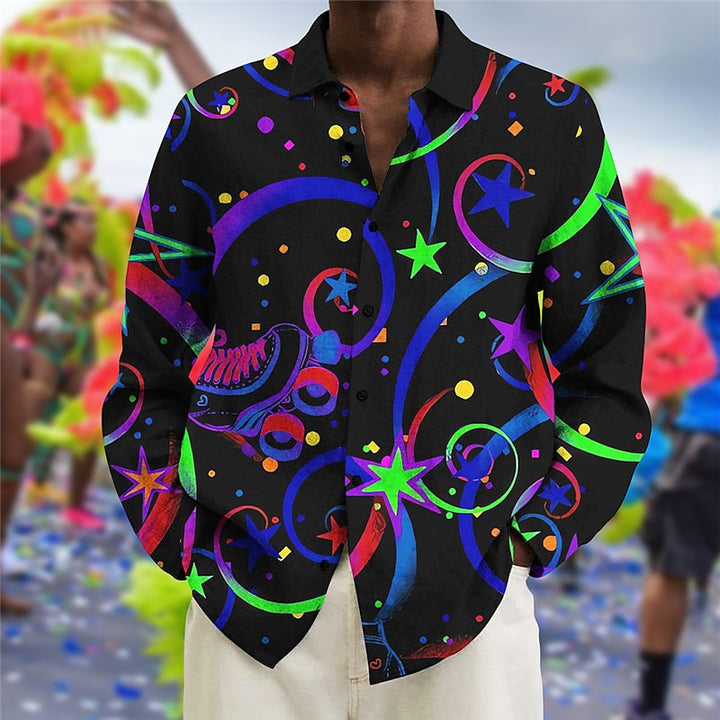 Men's carnival print long-sleeved shirt