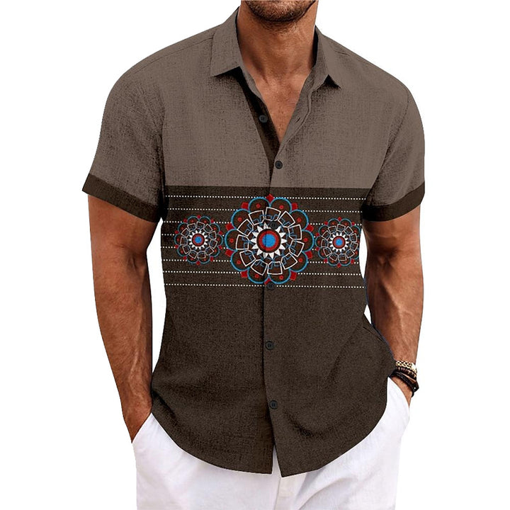 Men's Ethnic Casual Tribal Printed Short Sleeve Shirt