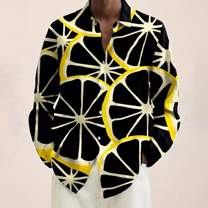 Men's Lemon Print Long Sleeve Shirt