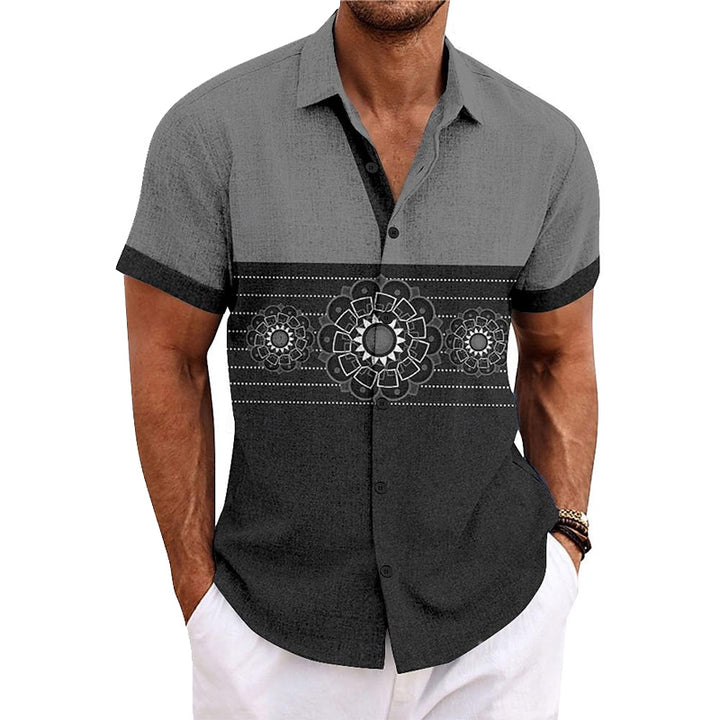 Men's Ethnic Casual Tribal Printed Short Sleeve Shirt