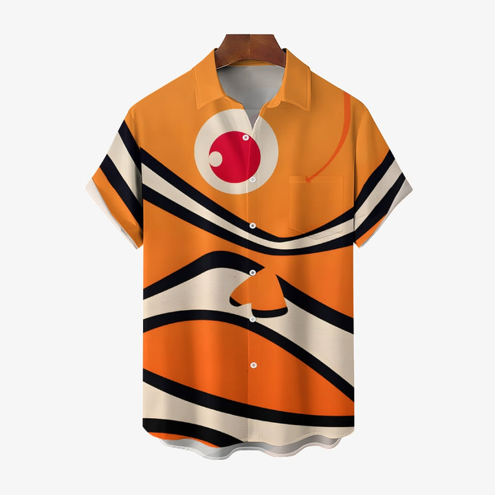 Men's Cartoon Clown Fish Casual Short Sleeve Shirt 2410007925