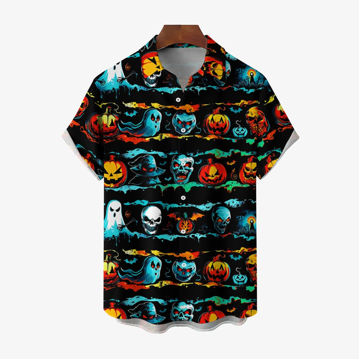 Ghost Halloween Pumpkin Casual Large Size Short Sleeve Shirt 2407003703