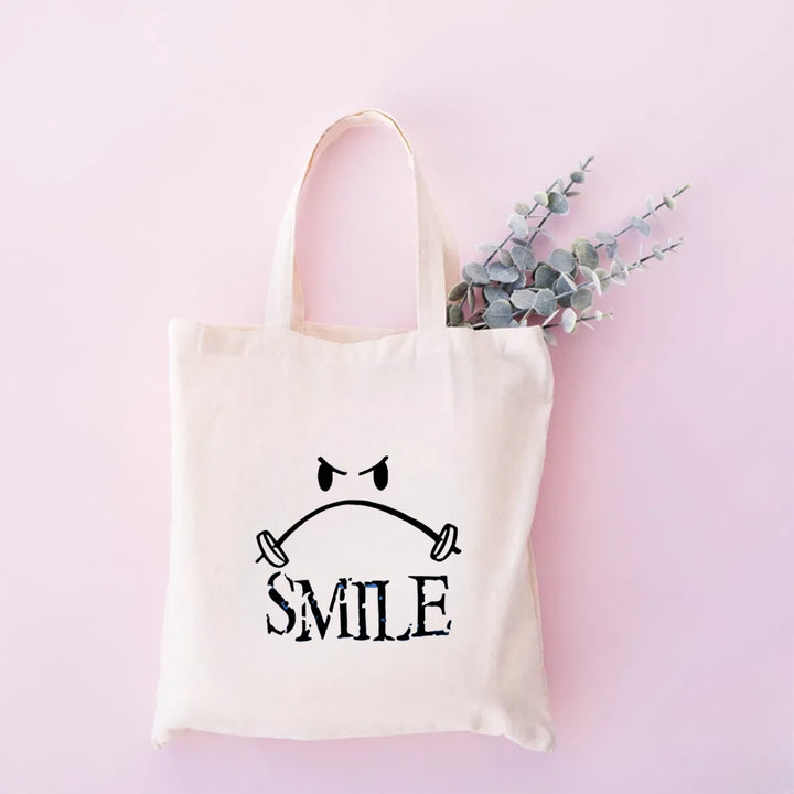 "SMILE" Simple Letter Print Casual Tote Bag