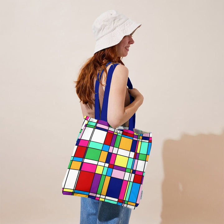 Unisex Geometric Print Simple Fabric Bag With Inner Pocket