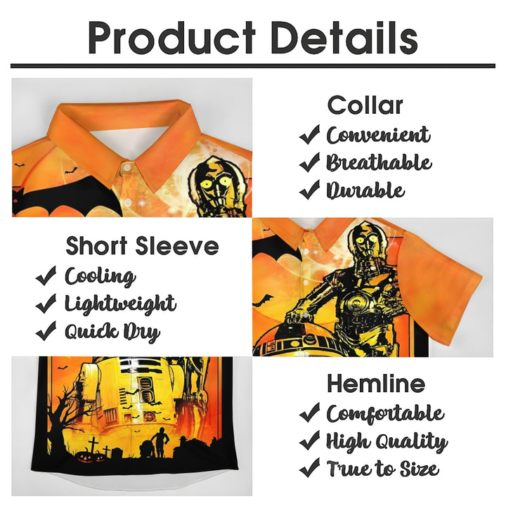 Halloween Cartoon Casual Large Size Short Sleeve Shirt 2407004236