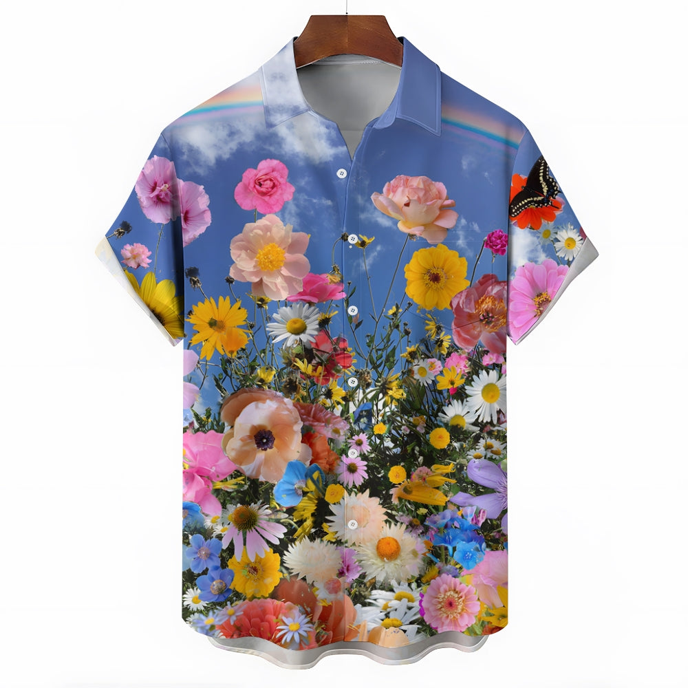 Men'sFlowers Casual Short Sleeve Shirt 2410003777