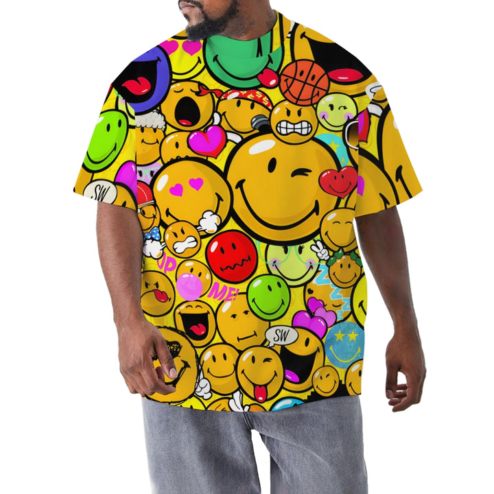 Emoji Printing Men's Large Size Printed Short Sleeve T-Shirt 2405000663