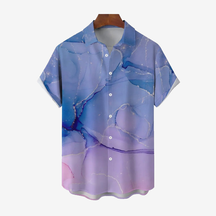 Men's Fluid Art Casual Short Sleeve Shirt 2402000007