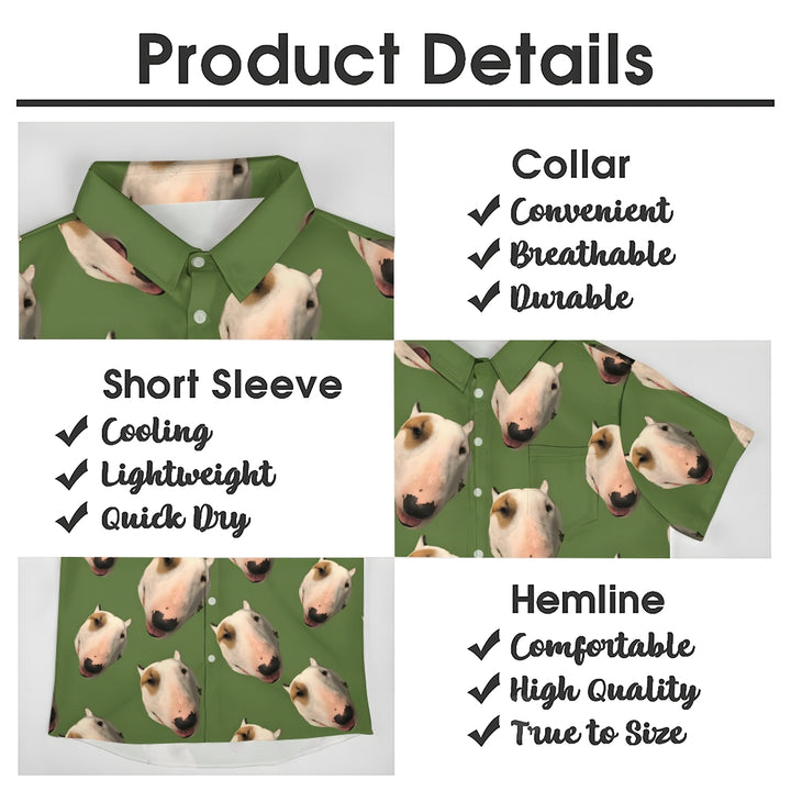 Bull Terrier Print Casual Oversized Short Sleeve Shirt 2407005536