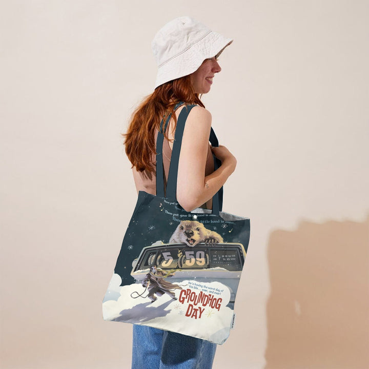 Groundhog Day Cartoon Print Tote Bag