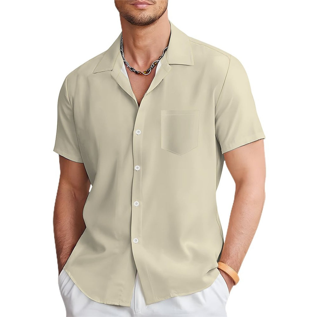 Men's Solid Color Casual Short Sleeve Shirt 2312000443