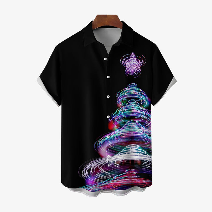 Christmas Tree Lights Casual Short Sleeve Shirt 2409002029