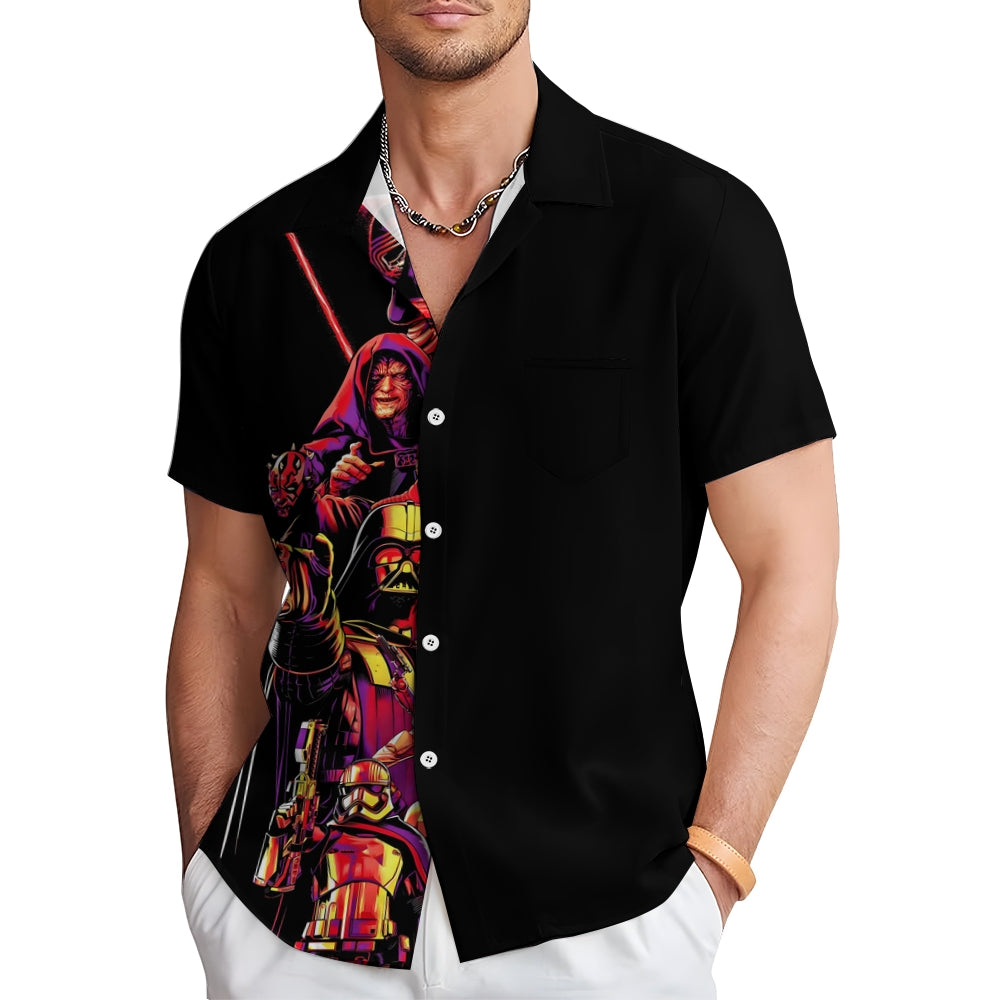 Men's Space Warrior Print Casual Short Sleeve Shirt 2412006475