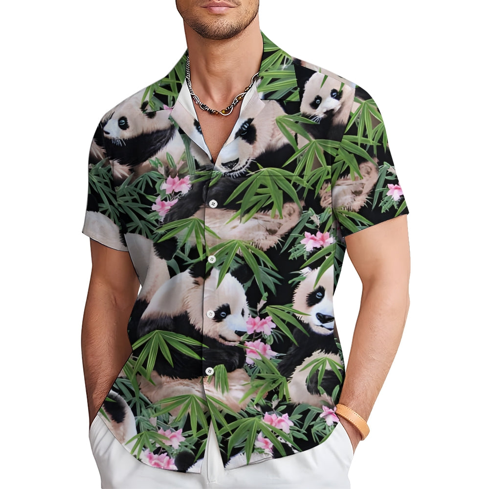 Panda Bamboo And Flowers Casual Shirt 2412006955