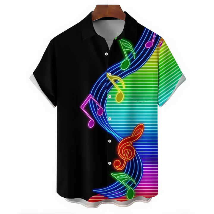 Men's Music Colorful Print Casual Short Sleeve Shirt 2404000645