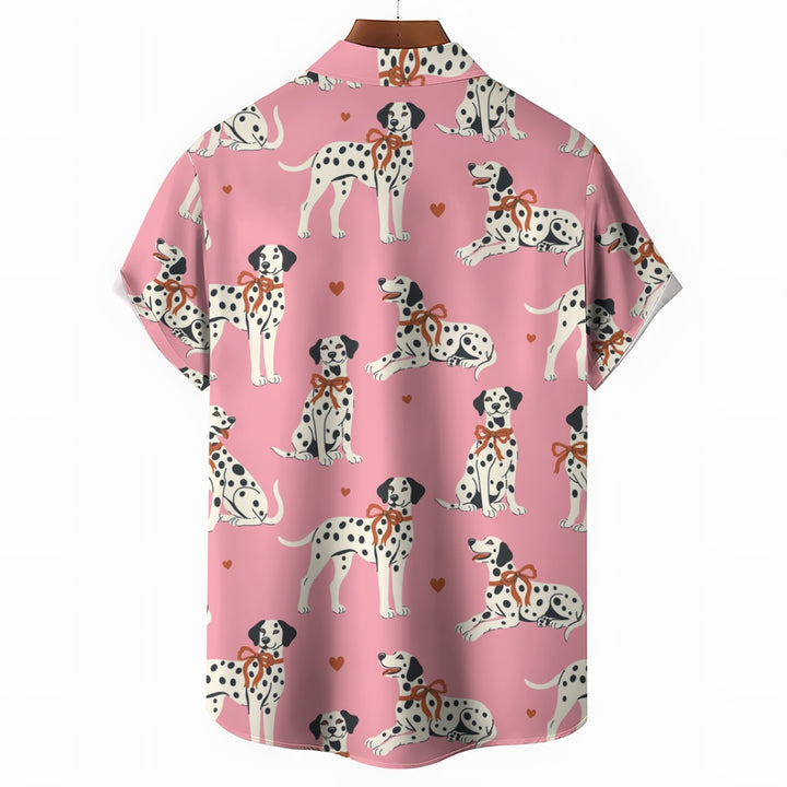 Butterfly Dalmatian print Casual Short Sleeve Shirt 2412010192