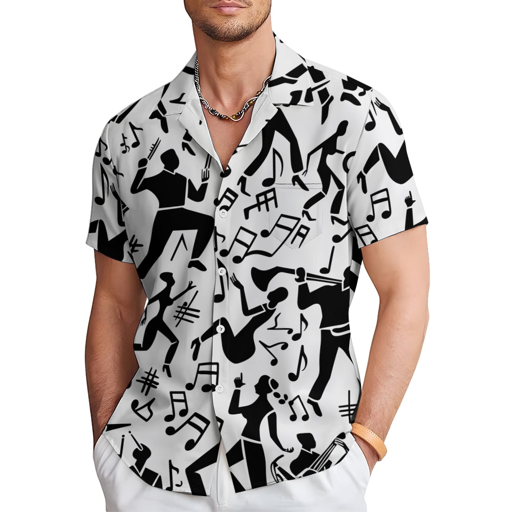 Geometric Figure Music Print Casual Oversized Short-Sleeved Shirt 2406003417